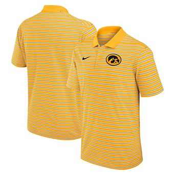 Men's Nike Gold/White Iowa Hawkeyes Primetime Victory Striped Performance Polo
