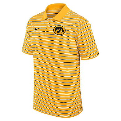 Men's Nike Gold/White Iowa Hawkeyes Primetime Victory Striped Performance Polo