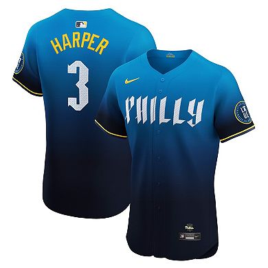 Men's Nike Bryce Harper Navy Philadelphia Phillies City Connect Elite Jersey
