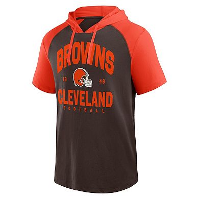 Men's Logo Athletic Brown Cleveland Browns Prime Hoodie T-Shirt