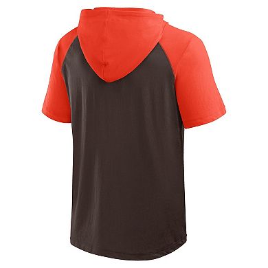 Men's Logo Athletic Brown Cleveland Browns Prime Hoodie T-Shirt