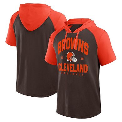 Men's Logo Athletic Brown Cleveland Browns Prime Hoodie T-Shirt