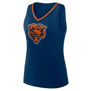 Women's Logo Athletic Navy Chicago Bears Stellar Win V-Neck Tank Top