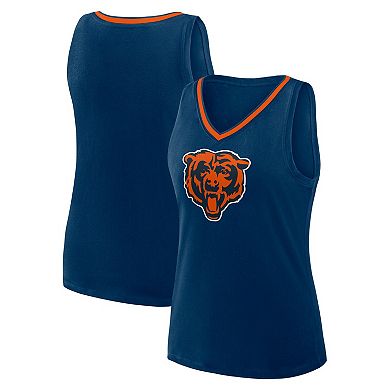 Women's Logo Athletic Navy Chicago Bears Stellar Win V-Neck Tank Top