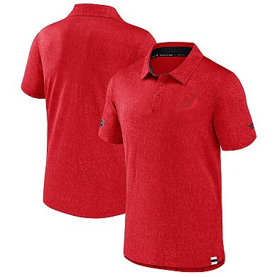Men's Fanatics Red New Jersey Devils Authentic Pro Tonal Logo Jacquard Polo