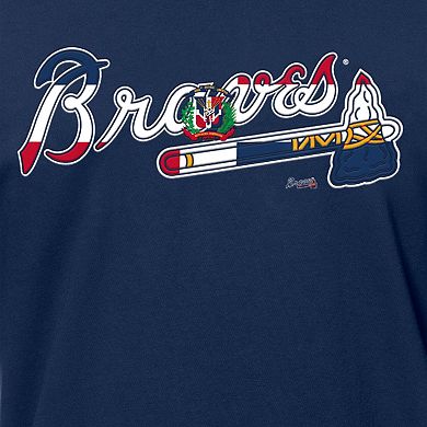 Men's New Era Navy Atlanta Braves Dominican Republic Flag Logo T-Shirt