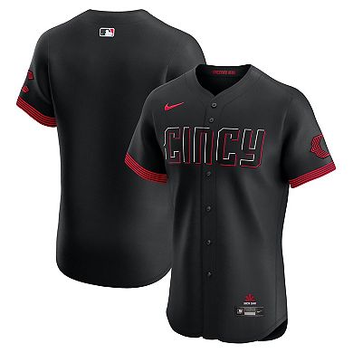Men's Nike Black Cincinnati Reds City Connect Elite Jersey