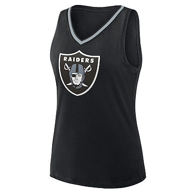 Women's Logo Athletic Black Las Vegas Raiders Stellar Win V-Neck Tank Top