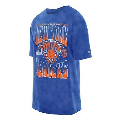 Men's New Era Blue New York Knicks Old School Sport Vintage Wash T-Shirt