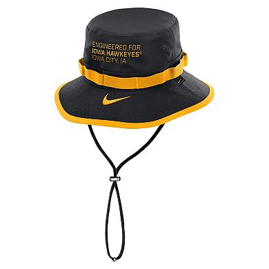 Men's Nike Black Iowa Hawkeyes 2025 Sideline Apex Boonie Performance Bucket Hat
