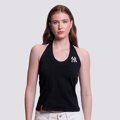 Women's Lusso Black New York Yankees Noelle V-Neck Tank Top