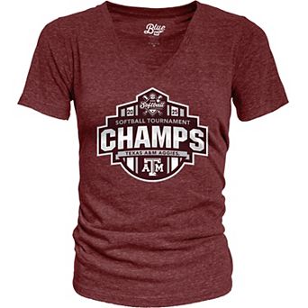 Women's Blue 84 Maroon Texas A&M Aggies 2025 SEC Softball Conference Tournament Champions Locker Room V-Neck T-Shirt