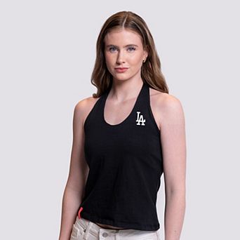 Women's Lusso Black Los Angeles Dodgers Noelle V-Neck Tank Top