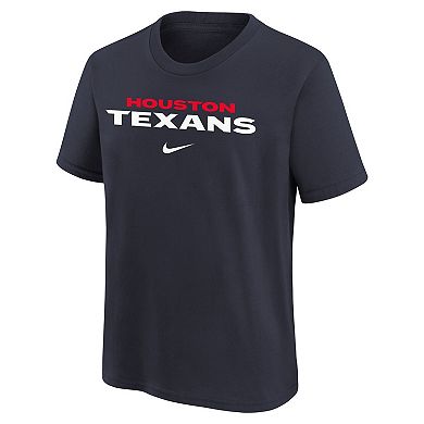 Youth Nike Navy Houston Texans Team Wordmark T-Shirt
