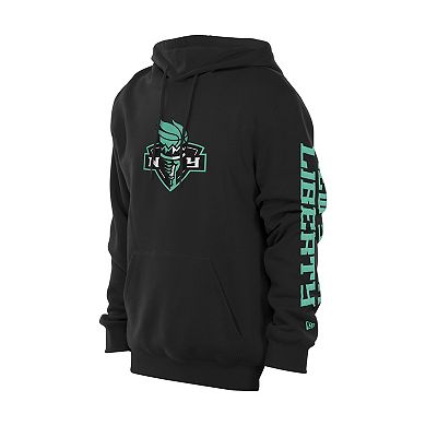Men's New Era Black New York Liberty Wordmark Premium Fleece Pullover Hoodie