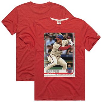Men's Homage Bryce Harper Red Philadelphia Phillies 2019 Topps Baseball Card Player T-Shirt