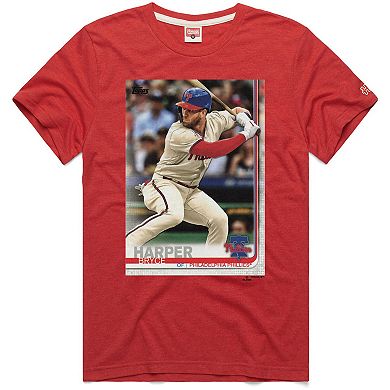 Men's Homage Bryce Harper Red Philadelphia Phillies 2019 Topps Baseball Card Player T-Shirt