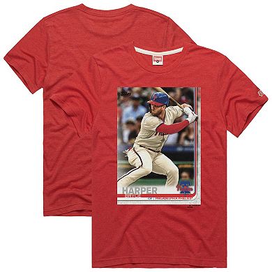 Men's Homage Bryce Harper Red Philadelphia Phillies 2019 Topps Baseball Card Player T-Shirt