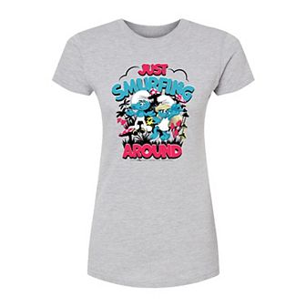 Juniors' Smurfs Just Smurfing Around Fitted Tee