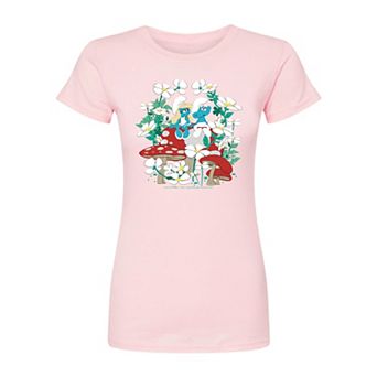 Juniors' Smurfs Flowers & Mushrooms Fitted Tee