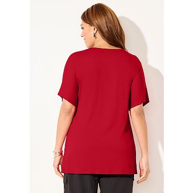 Catherines Women's Plus Size Embellished Dolman Tunic