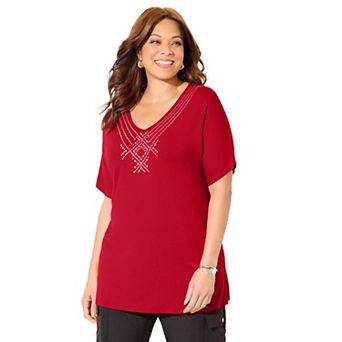 Catherines Women's Plus Size Embellished Dolman Tunic