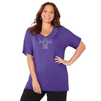 Catherines Women's Plus Size Embellished Dolman Tunic