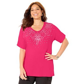 Catherines Women's Plus Size Embellished Dolman Tunic
