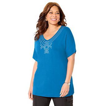 Catherines Women's Plus Size Embellished Dolman Tunic