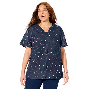 Catherines Women's Plus Size Petite Isabella Romance Blouse