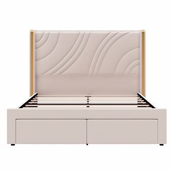 Merax Modern Upholstered LED Bed Frame with Storage Drawers, Velvet Platform Bed