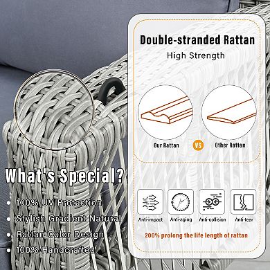 Merax 69" Outdoor PE Wicker Patio Swing Bench with Cushions & Chains