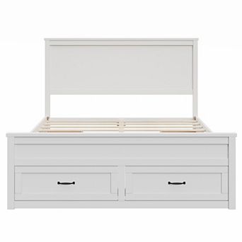 Merax Modern Queen Size Wood Storage Bed Frame with 6 Drawers,Platform Bed with Wooden Slats Support