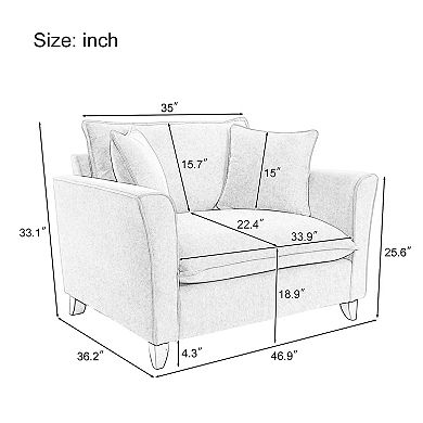Merax 46.9" Oversized Armchair, Chenille Fabric