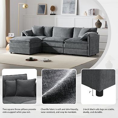 Merax 103.5" Chenille Modular Sectional Sofa with Deep and Wide Seat,L Shaped Cloud Couch Set