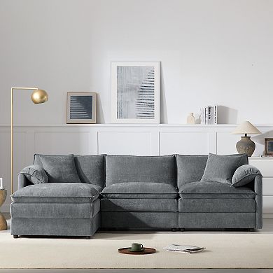Merax 103.5" Chenille Modular Sectional Sofa with Deep and Wide Seat,L Shaped Cloud Couch Set