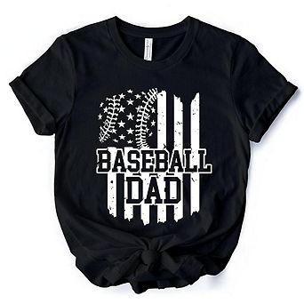 Baseball Dad T-Shirt, Black and White Patriotic Tee for Sports Fathers