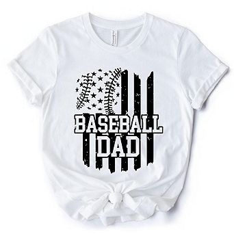 Baseball Dad T-Shirt, Black and White Patriotic Tee for Sports Fathers