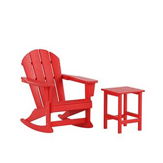 Westintrends Outdoor/patio Rocking Adirondack Chairs With Side Table Set