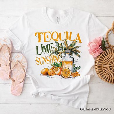 Lime & Sunshine T-Shirt, Trendy White and Natural Summer Tee