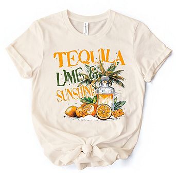 Lime & Sunshine T-Shirt, Trendy White and Natural Summer Tee