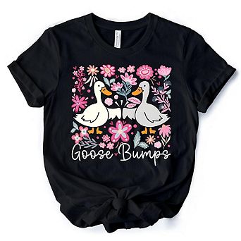 Funny Goose Bumps Floral T-Shirt, White, Natural and Black Sarcastic Goose Tee Gifts