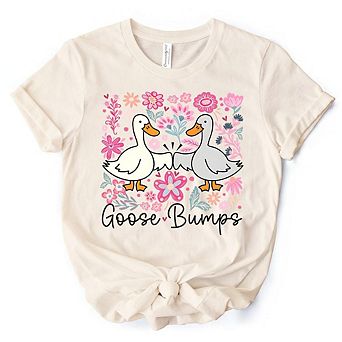 Funny Goose Bumps Floral T-Shirt, White, Natural and Black Sarcastic Goose Tee Gifts