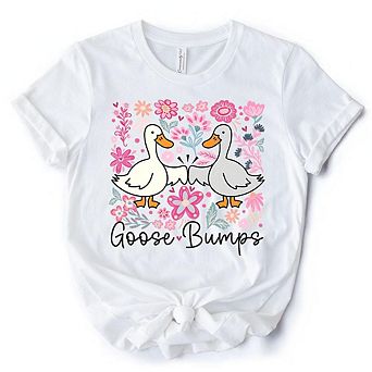 Funny Goose Bumps Floral T-Shirt, White, Natural and Black Sarcastic Goose Tee Gifts