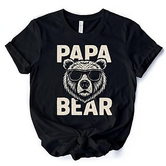 Papa Bear Sunglasses T-Shirt, Black Vintage Tee for Cool Dads