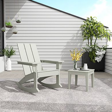 Westintrends Outdoor/patio Modern Adirondack Rocking Chair With Square Side Table
