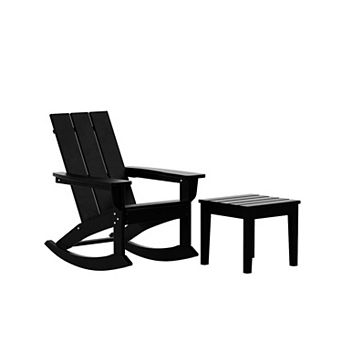 Westintrends Outdoor/patio Modern Adirondack Rocking Chair With Square Side Table