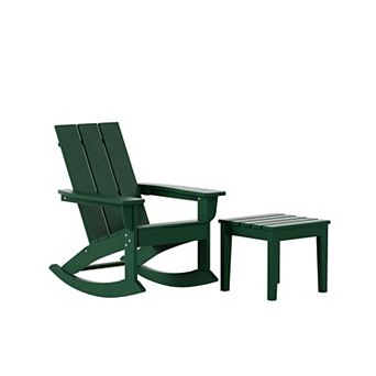 Westintrends Outdoor/patio Modern Adirondack Rocking Chair With Square Side Table