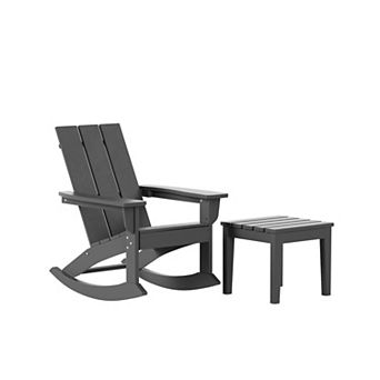 Westintrends Outdoor/patio Modern Adirondack Rocking Chair With Square Side Table