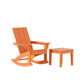 Westintrends Outdoor/patio Modern Adirondack Rocking Chair With Square Side Table